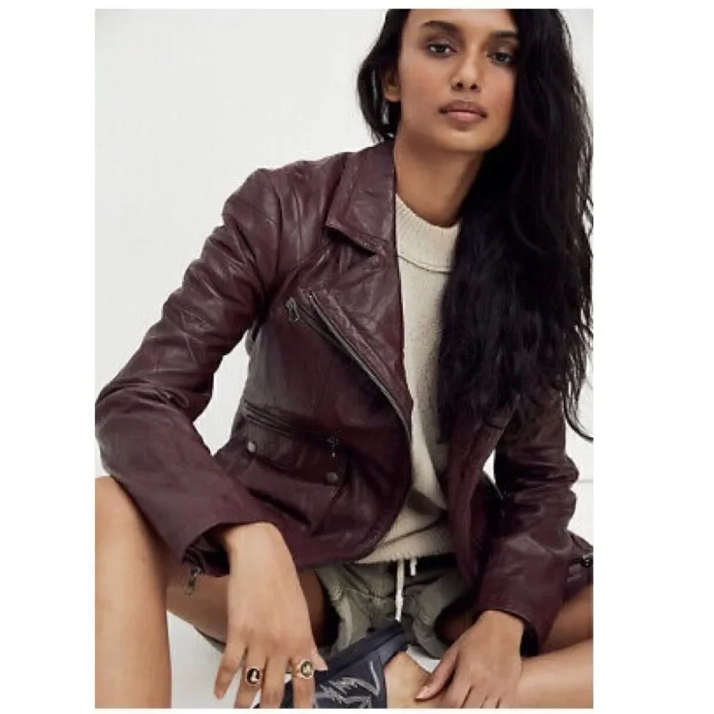 We The Free I'll Be Around Leather Moto Jacket/ size M